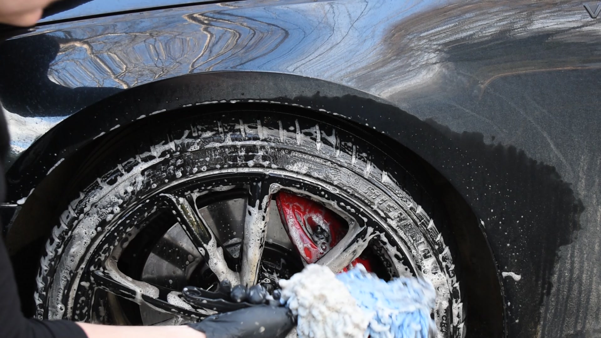 Hand detailing wheel and paint